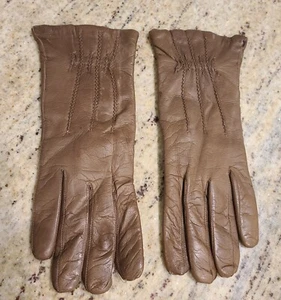 Vintage Soft Brown Leather 10" Lined Gloves. Women's M/L. Italy - Picture 1 of 12