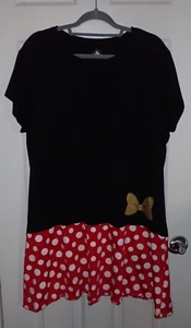 Minnie Mouse 2X Tunic Dress Cosplay Disneybound Black Red White Polka Dot Bottom - Picture 1 of 7