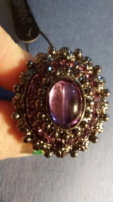 IMPRESIONANTE ANILLO GÓTICO VICTORIANO PÚRPURA ELÁSTICO HEMATITA LLAMATIVO! Foto 1 de 4