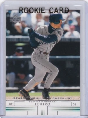 Tarjeta de novato Ichiro Suzuki 2001 cubierta superior radiocontrol béisbol Seattle Mariners M's ¡HOF! Foto 1 de 2