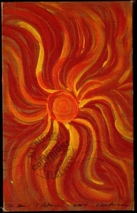 The Sun ORIGINAL OIL PAINTING Red orange blazing hot Portrait SIGNED Ventura CA - Picture 1 of 12
