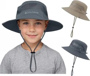 Kids Sun Hat Boys Sun Hat Sun Protection UPF 50+ Cap Wide Brim Summer Beach H... - Picture 1 of 6