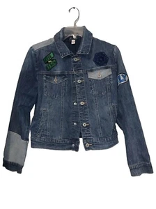 Cat & Jack Jean Jacket Light Wash Denim With Patches & Writing Size L 12/14 - Picture 1 of 6