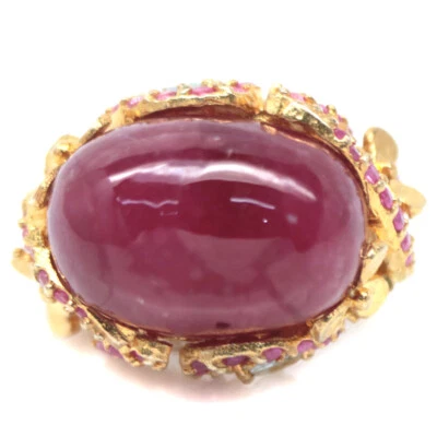 925 Sterling Silver 13 x 19 mm. Red Ruby, Topaz & Sapphire Ring  Size 7 - Image 1 of 4