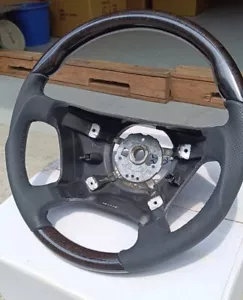 1994-1999 Mercedes C280 C230 W202 Steering Wheel Dark Green Wood Black Leather - Picture 1 of 9