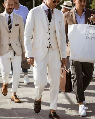 Мужские костюмы Slim Fit однобортный официальный свадьбы вечеринки бизнес повседневные наряды - Изображение 1 из 4