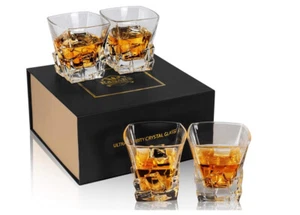Juego de vasos de whisky KANARS, cristal sin plomo, juego de 4 cajas de regalo de 300 ml - Imagen 1 de 6