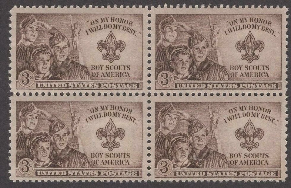 US stamp Scott # 995 - Block Of 4 - Boy Scouts Of America - MNH - 1950 - Image 1 of 1