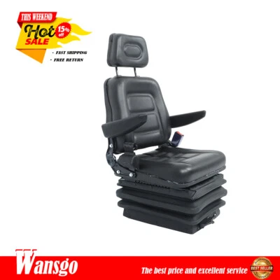 Cinturón de seguridad con reposabrazos y respaldo ajustable con suspensión de asiento para carretilla elevadora de tractor Foto 1 de 4