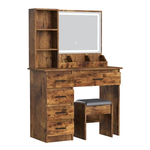 Makeup Vanity Desk with Lighted Mirror & 5 Drawers  - Picture 1 of 15