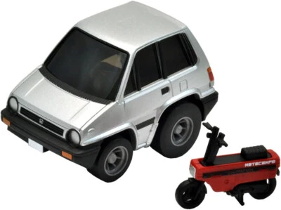 Tomytec Zero Choro Q Z-04d Honda City R (Silver) w/Motocompo Plastic Made - Image 1 of 3