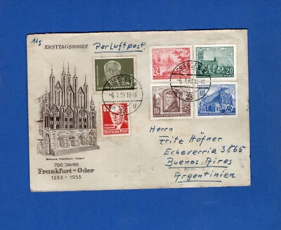 GERMANY DDR, 1853, AIR MAIL COVER TO ARGENTINA, NICE! - Image 1 of 2