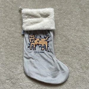 Life Is Good Stocking Dog Christmas Holiday Hanging Decorative Stocking New - Picture 1 of 5