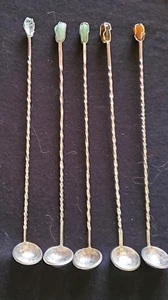 Silver 5 Ice Teaspoons 1924 26 31 &34 2000 Reis Brazilian Coin GEM Finials 8 1/4 - Picture 1 of 9