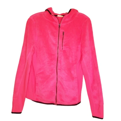 Sudadera con Capucha Rosa Polar Mediana Cremallera Completa Púrpura Oscuro Borde y Cremalleras Bolsillos Barbie Foto 1 de 4