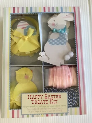 Meri HAPPY EASTER Treats Kit (18) CELLOPHANE BAGS Gift Tags STRING Ribbon SEALED - Image 1 of 4