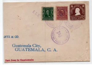 1909 US - Guatemala PAQUEBOT Uprated U390 Stationery - Picture 1 of 3