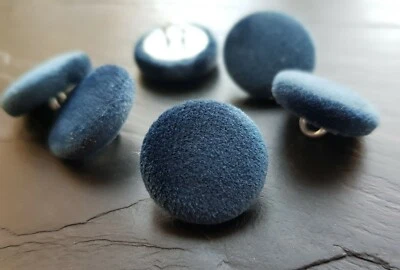 Navy blue velvet Hand Covered 14, 19, 23, 25 or 31mm Buttons, packs of buttons - Image 1 of 4