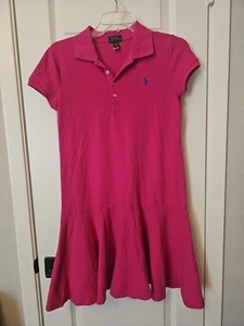 Polo Ralph Lauren Girls Stretch Cotton Mesh Polo Dress in Fiusha XL (16) - Picture 1 of 7