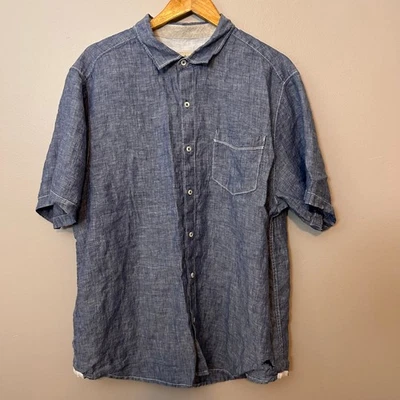 Tommy Bahama Mens XL Blue Linen Short Sleeve Button Up Shirt Casual Beach Resort - Image 1 of 4