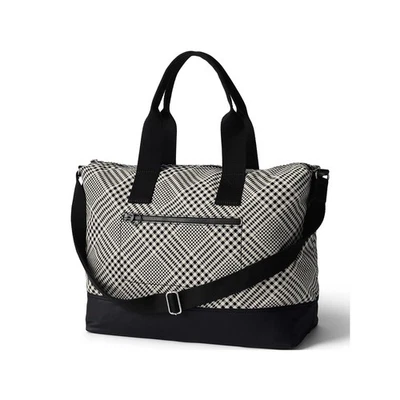 Bolso de viaje Lands End de lona para fin de semana negro blanco rosa a cuadros nuevo sin etiquetas Foto 1 de 4
