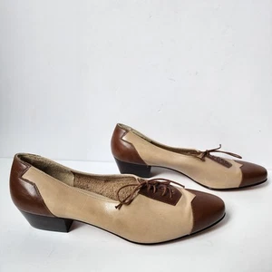 Vintage Salvatore Ferragamo Halbschuhe Damengröße 8B braun hellbraun elegante Schuhe Spitze - Bild 1 von 11