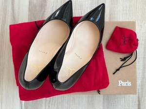 CHRISTIAN LOUBOUTIN PIGALLE 85 PATENT LEATHER BLK PUMPS IT 38.5 WOMENS AUTHENTIC - Picture 1 of 5