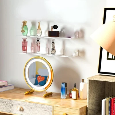 White Acrylic Wall Shelf Small Display Ledges For Plants Decor - Image 1 of 4