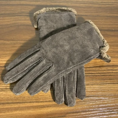 Guantes para mujer HCJ/HFY-14 de gamuza marrón con piel interior Foto 1 de 4