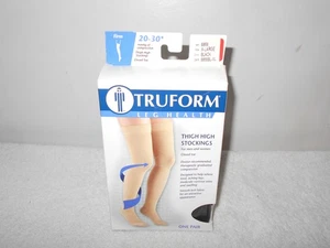 TRUFORM NEW! 20-30MMHG WOMENS XL BLACK COMPRESSION THIGH HIGH STOCKINGS - Picture 1 of 3