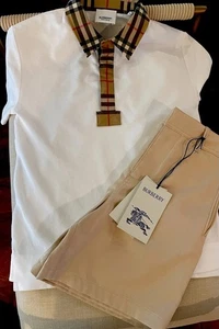 Burberry Boys Shirt And Short Set NWT Sz 8 - Picture 1 of 8