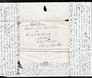 1848 Royal Navy Napleonic War Veteran Letter to Son HMS President Cape Good Hope - Bild 1 von 6