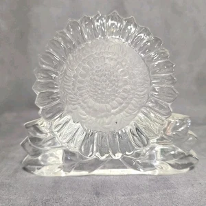 Partylite Clear And Frosted Glass Sunflower Tealight Or Votive Candle Holder - Picture 1 of 10