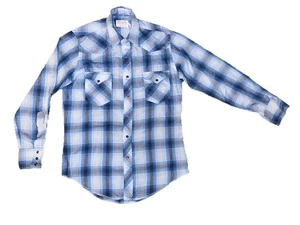 Vintage Wrangler Plaid Pearl Snap Cowboy Western Hemd Herren Einnadel USA M - Bild 1 von 8