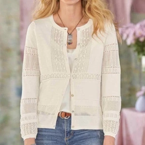 Sundance Whisper Cardigan Sweater XS Lace Knit Crochet Button Front Winter - Picture 1 of 5