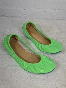 Tieks Galactic Green Neon Ballet Flats Size 9 Pre-Owned - Picture 1 of 8