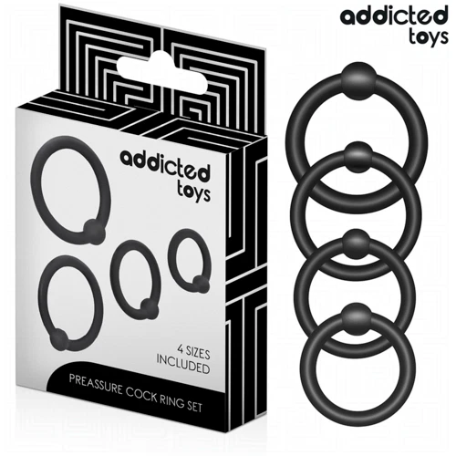 ADDICTED TOYS - set 4 anelli pene a pressione erezione duratura - Immagine 1 di 3
