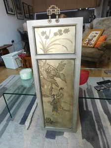 Eindrucksvoller japanischer doppelseitig bemalter Wand-/Fensterbehang aus Holz - Bild 1 von 17