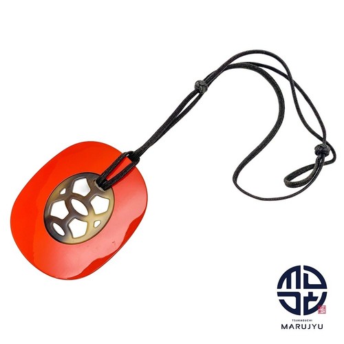 HERMÈS Hermes Ciondolo Sollevamento GM Corno di Bufalo Arancione Collana Accessorio Usato0