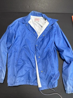 Vintage 90s Athletic Works Blue  Coaches Nylon Windbreaker Jacket Large - Image 1 of 4