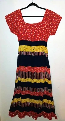 Maxi Vestido Pradera Campesina De Colección Años 60-70 Campesinos Danvill Boho Hippie Algodón S Foto 1 de 4