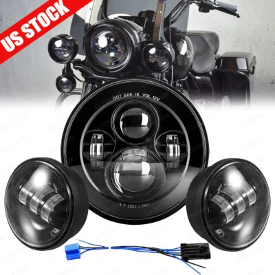 Faro LED 7" + luces de paso para Harley Davidson Touring Road King Foto 1 de 4