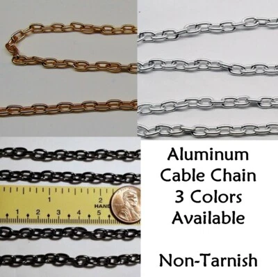 Aluminum CABLE CHAIN 5mm x 8mm ~Non-tarnish / Nickel free~ Gold Silver Gun Metal - Image 1 of 4