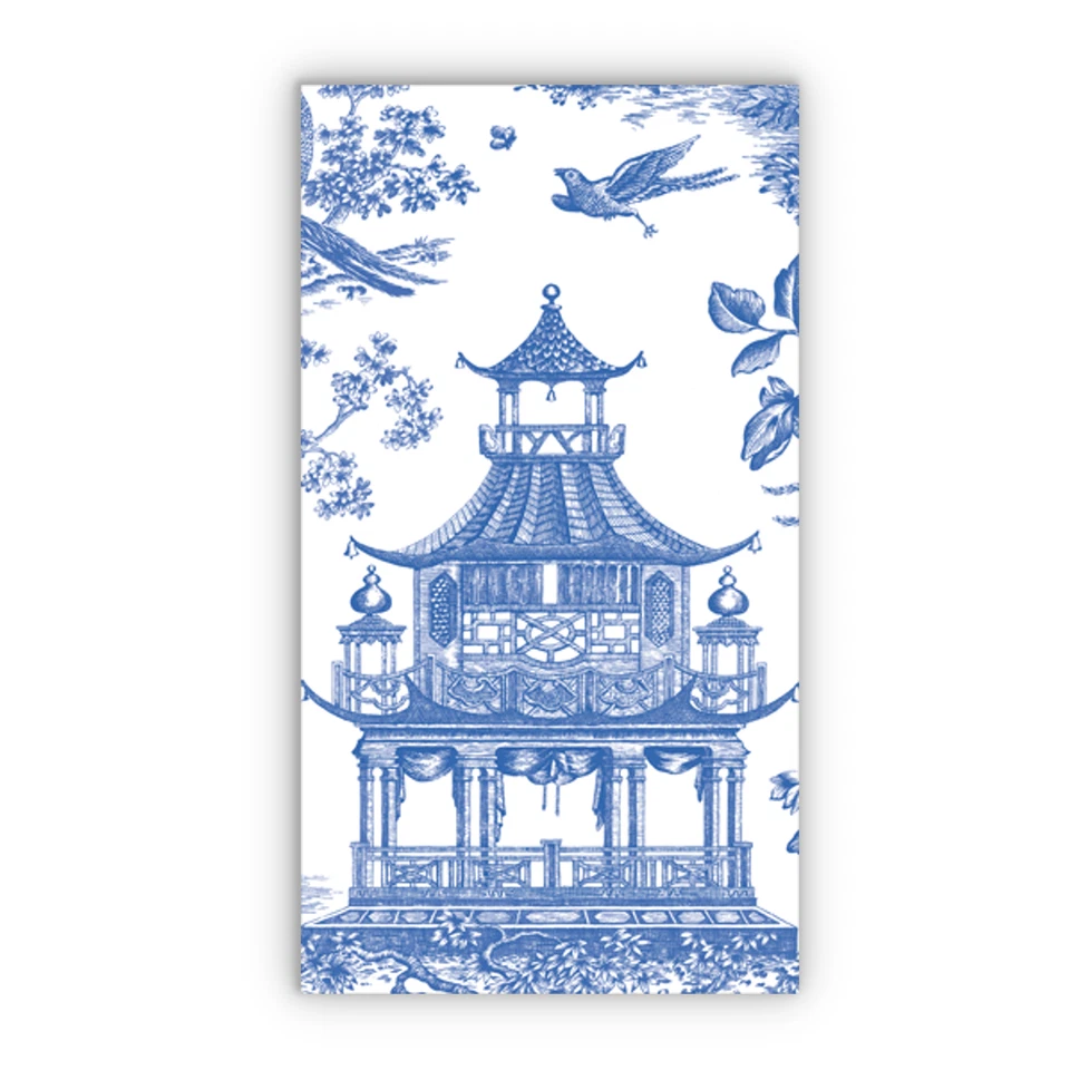 Caspari Paper Guest Towel Napkins, Chinoiserie Toile Pagoda - 2 Packs (17510G) - Image 1 of 1