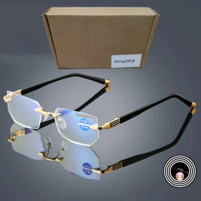 1,0 1,5 2,0 2,5 3 3,5 Randlose Lesebrille Anti-blaues Licht Metall Leser Brille
