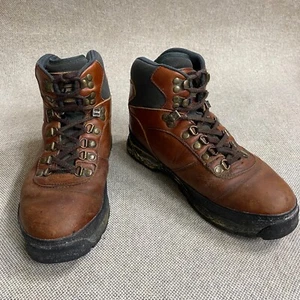 Vtg Raichle Mens 9 Mountain Hiking Trail Mid Top Boots Outdoor Lace Up Brown - Picture 1 of 9
