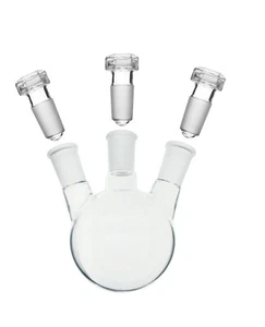 ABGIL Fiaschetta distillazione/bollizione in vetro borosilicato fondo tondo tre colli - Foto 1 di 3