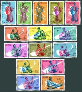 Guinea 236-247, C32-C34, CTO. Michel 113-127. Musical instruments, 1962. - Picture 1 of 1
