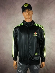 Adidas Originals CHILE 62 SST Firebird Hoodie Jacket Black Rasta Jamaica Size M - Picture 1 of 8