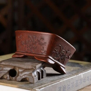 Mint Medium 13cm " 宜興 紫砂四方"  Old Vintage Antique Bonsai Pot - Picture 1 of 7